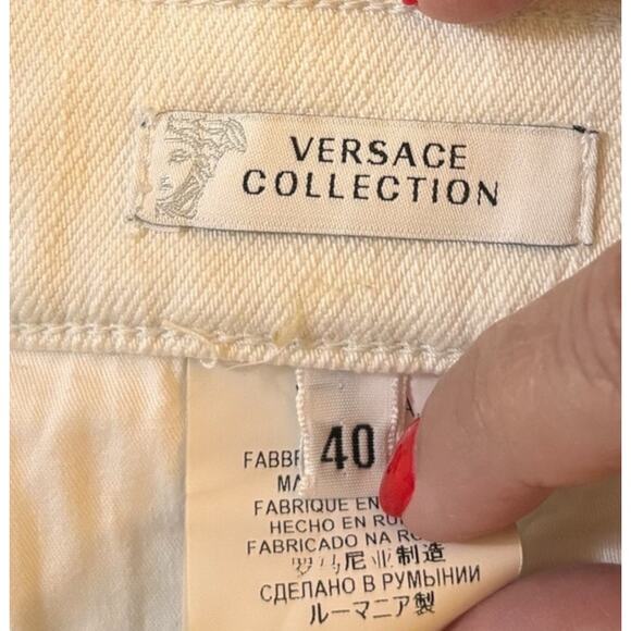 Versace Collection Men's Straight White Denim Jeans, Size EU 40, Y2K - Picture 5 of 6